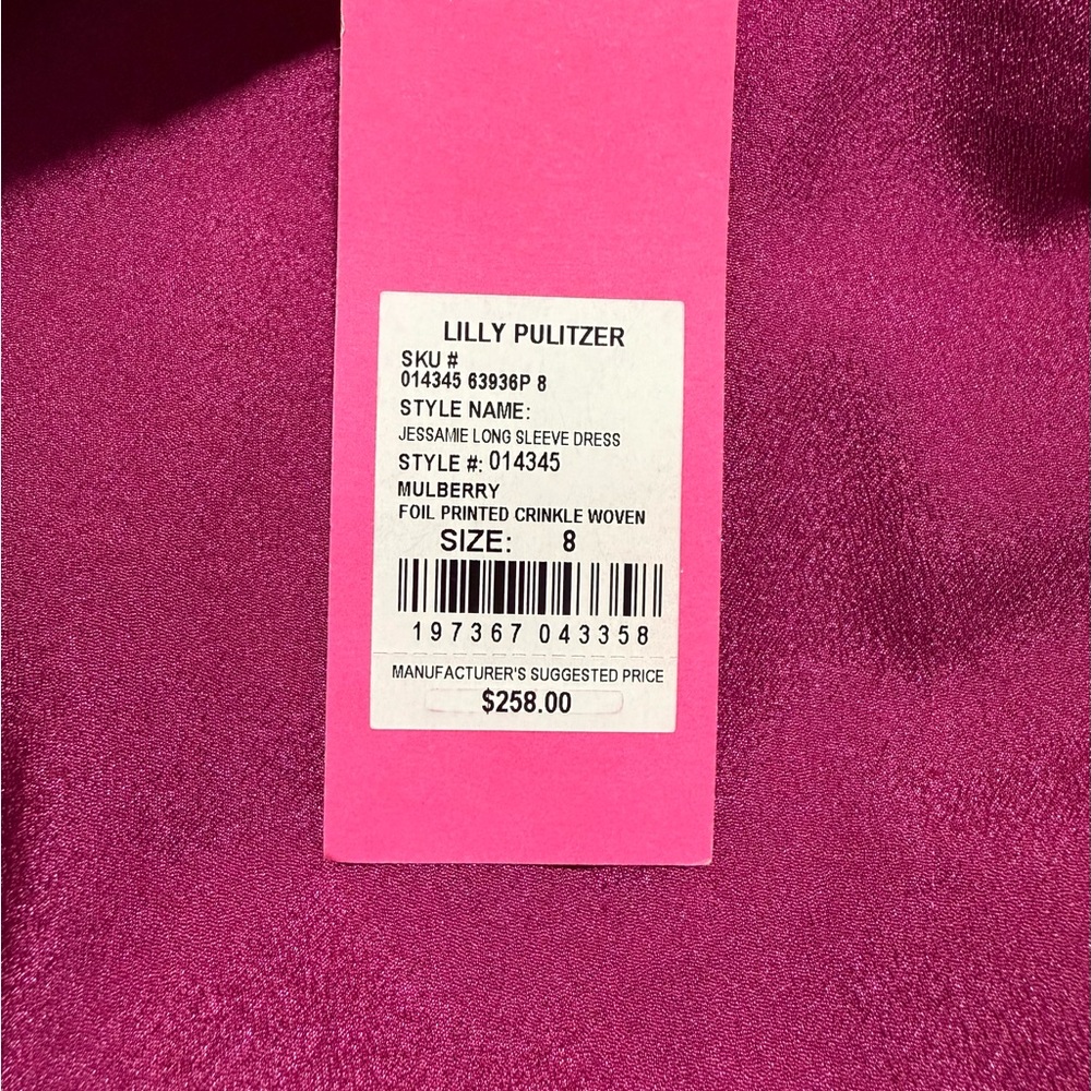 NWT Lilly Pulitzer Jessamie Pink Metallic Shimmer Mini Dress in Mulberry Foil 8 - Picture 10 of 13